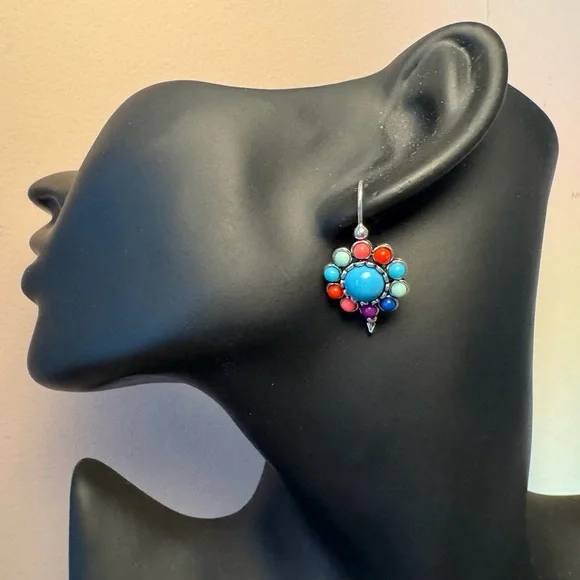 Colorful Cluster Drop Earrings - Picture 1 of 4